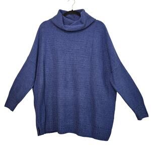 Textures Sweater Women Extra Large Blue Boucle Knit Pullover Lagenlook Oversizes